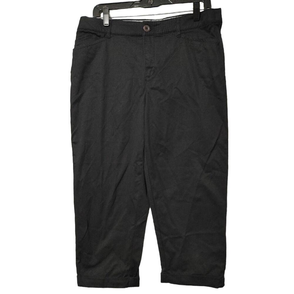 Intro Love The Fit Stretch Capri Cropped Pants High Waist Black Womens Size 10